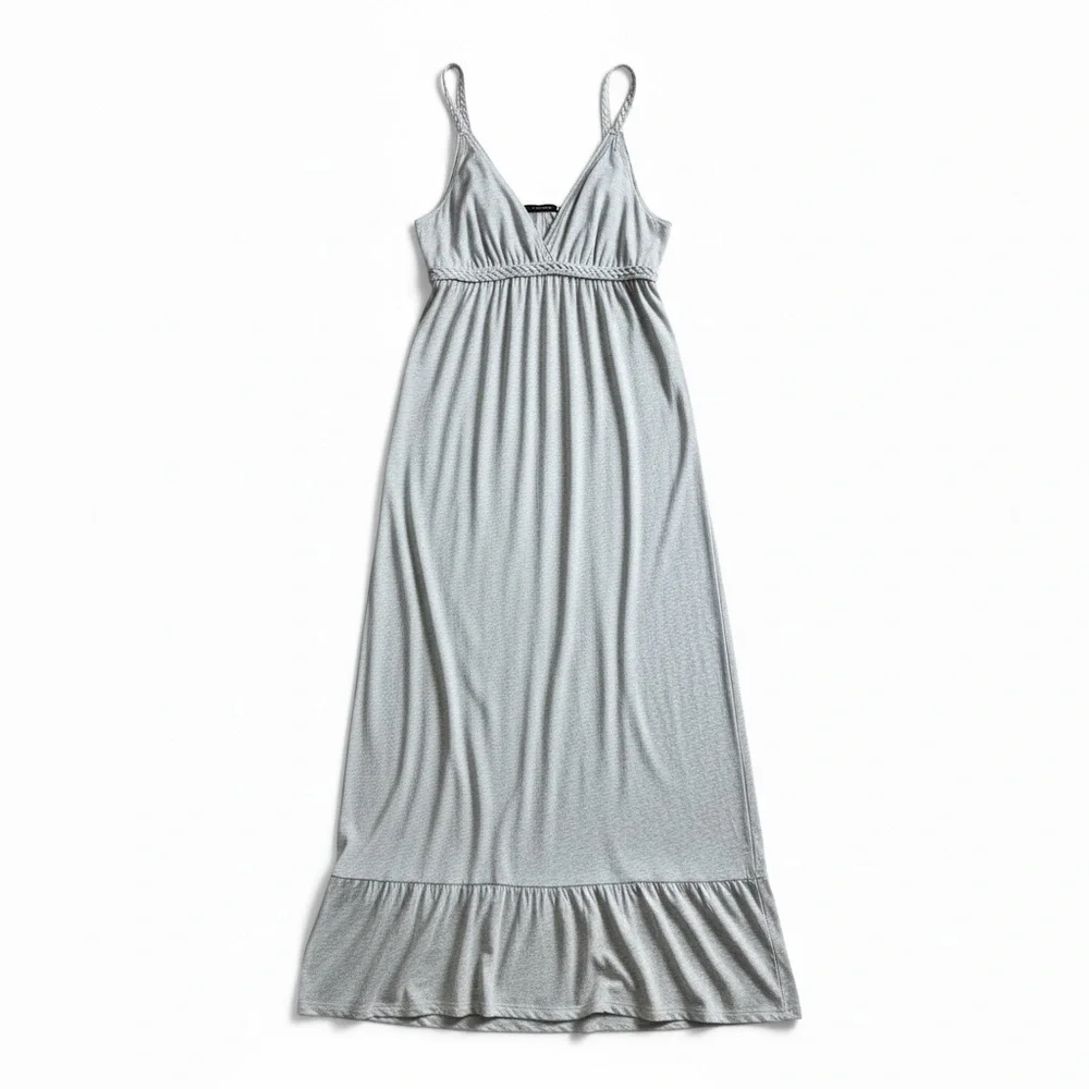 Y2K vintage Abercrombie & Fitch Gray lined Maxi Dress Cottagecore prairie scandi